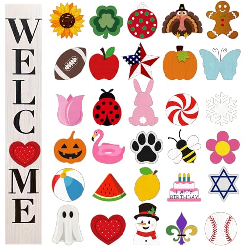 Yalikop Interchangeable Welcome Sign for Front Porch 47 x 7.9