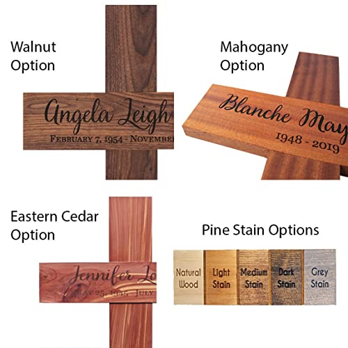Personalized Pet Name Memorial Cross - Wood Burial Grave Marker - Lizard, Dog, Cat, Rodent