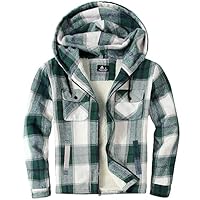JACKETOWN Chaqueta a cuadros para hombre Sudaderas con capucha franela Camisa caliente para hombre ocio grueso Abrigo de manga larga con cremallera Forro polar Chaqueta de invierno(verde M)