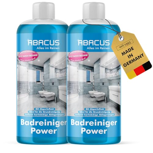 ABACUS® Badreiniger Konzentrat, Sanitärreiniger Konzentrat, Reiniger Bad, Reinigungsmittel Dusche, Reiniger-Konzentrat Badezimmer - Badreiniger Power Konzentrat 2x 500 ml (7719.2)