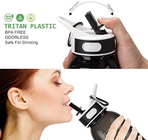 VENNERLI Sports Water Bottle with Straw 1Litre Leakproof Durable Tritan BPA Free Gym Flip Sipper Bottle Dustproof with Marking Dustproof Leakproof