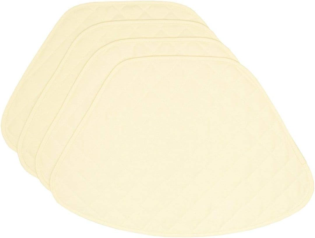 Sweet Pea Linens Solid Ivory Quilted Jacquard Wedge-Shaped Placemats - Set of Four