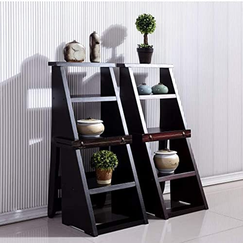 Banc à chaussures portable et escabeau pliable 5 marches en bois marron - 4