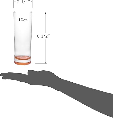 Miniatura 7 de Red Co. Collins Slim Tall Highball - Juego de 6 vasos de agua de 10 onzas líquidas con parte inferior multicolor