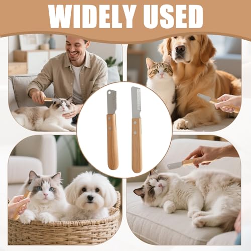 Menibeuty 2PCS Trimmmesser Hund, Trimmstein für Hunde, Trimmer Hund, Edelstahl Trimmer Set, Satz Haustier Hundetrimmer, Hundeschere, Satz Haustier Hundetrimmer, Trimmesser für Katzen Hunde