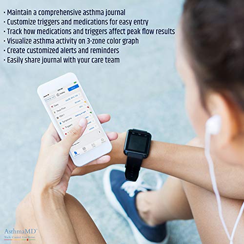 Quest Asthmamd Lung Performance Peak Flow Meter Measures Lung Performance For Athletes, Asthmatics, Breathing Lung Exerciser. Breath Measurement System. Includes Downloadable Free Tracking App #TOP7