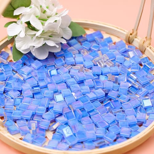 Yatinkim 170g Mosaikfliesen Basteln Bulk DIY Buntglas Mosaiksteine Glasstücke Haus Fotorahmen Handgefertigt Schmuck Art Dekoration Untersetzer Geschenk Marineblau