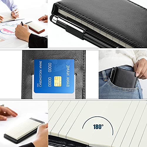 2 Pack Small Pocket Pu Leather Business Notebook Cover Jotter Multifunction A7 Mini Notepad (Black + Brown) #TOP6