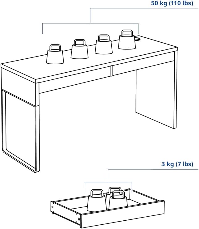 Ikea Wood Micke Long Table Top Workstation Computer Desk (White)