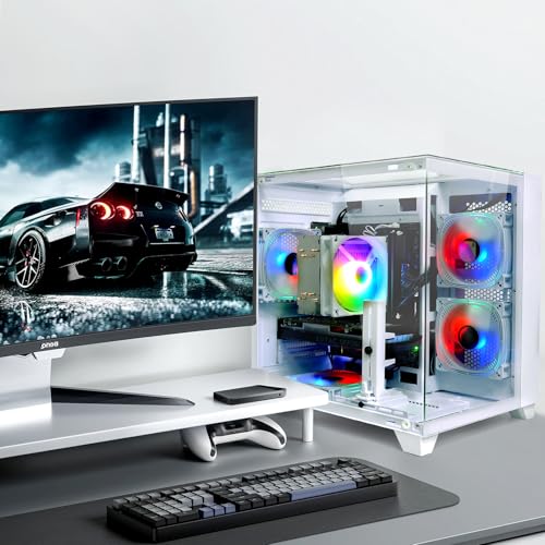 Image of LXZ Gaming PC Desktop, I7-12700F, 2.1GHz, GeForce RTX 4060 8GB, 32GB DDR4 RAM, 1TB NVME SSD, for Advanced Gaming, Video Editing, and Work, White