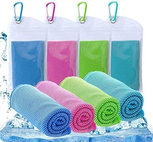 4 Packs Cooling Towels (40″x12″) Microfiber Ice Towel for Neck & Face – Yoga, Golf, Sports, Running, Gym, Workout, Camping, Fitness & Outdoor Activities