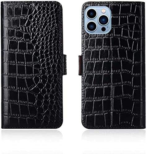 Étui clapet GUMMMY iPhone 14 Pro en cuir noir avec béquille