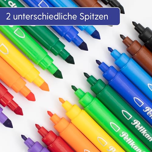 Pelikan Fasermaler Colorella Duo, 10 Farben im Kunststoff-Etui, 10 Stück