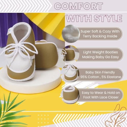 Image of Neska Moda 6 To 12 Months Baby Boys & Baby Girls Cotton Lace Booties