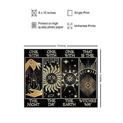 Witchy Sabbat Grimoire Witchcraft Decor - Sun, Moon, Celestial Wall Art - Celtic Woman Goddess Decor - Magic Home Artwork - Boho Bohemian Witch Print for Women - Wicca Wiccan Supplies - Pagan Gifts