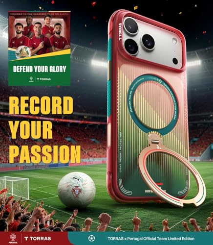 Image of TORRAS x Portuguese Football Federation Limited Edition, Ostand Q3 Air for iPhone 17 Pro Case, 360 Magnetic Stand, Fit for MagSafe, Mil-Grade Drop Tested Back Cover, Glory Slash