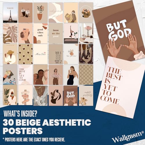Image of Wallgasm Brown Aesthetic Room Posters - Pack of 30, 10 x 15 cm 300GSM | Room Decor Aesthetic - Poster Set For Room, Wall Art for Bedroom, Gym, Office