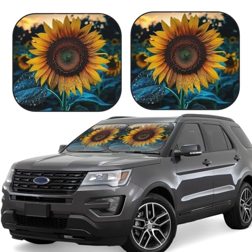 Pare-soleil pour pare-brise de voiture M lot de 2 protection tournesol