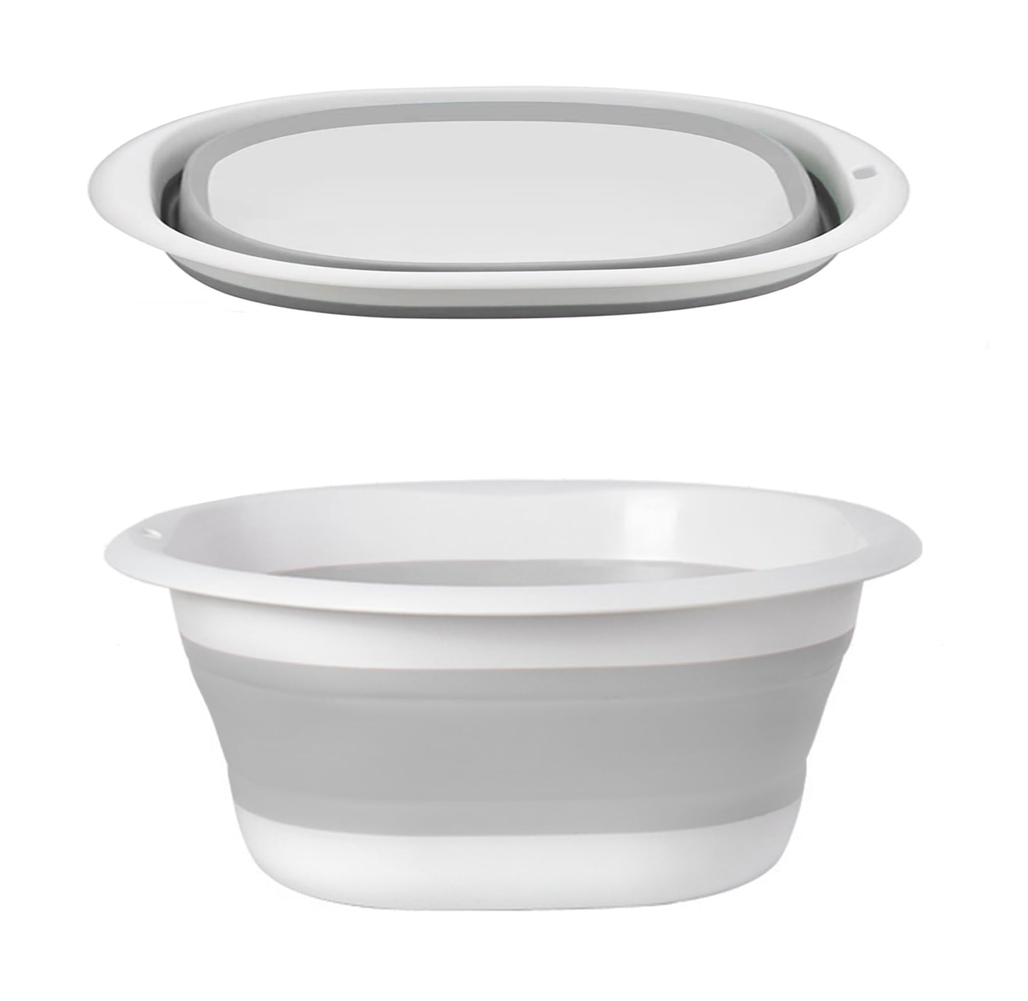 Collapsible Washing Up Bowl, Portable Wash Basin Silicone Plastic Basket Multipurpose Outdoor Travel Basin Camping Sink, Space Saving Folding Washtub (Gray, 3.5L) — image 1