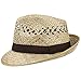 Lipodo Classic Trilby Strohhut Sommerhut Sonnenhut Fedora Hut Strandhut für Damen Herren Sonnenhut Strohhut mit Ripsband, mit Einfass Frühjahr Sommer,Herbst Winter (59 cm - Natur)