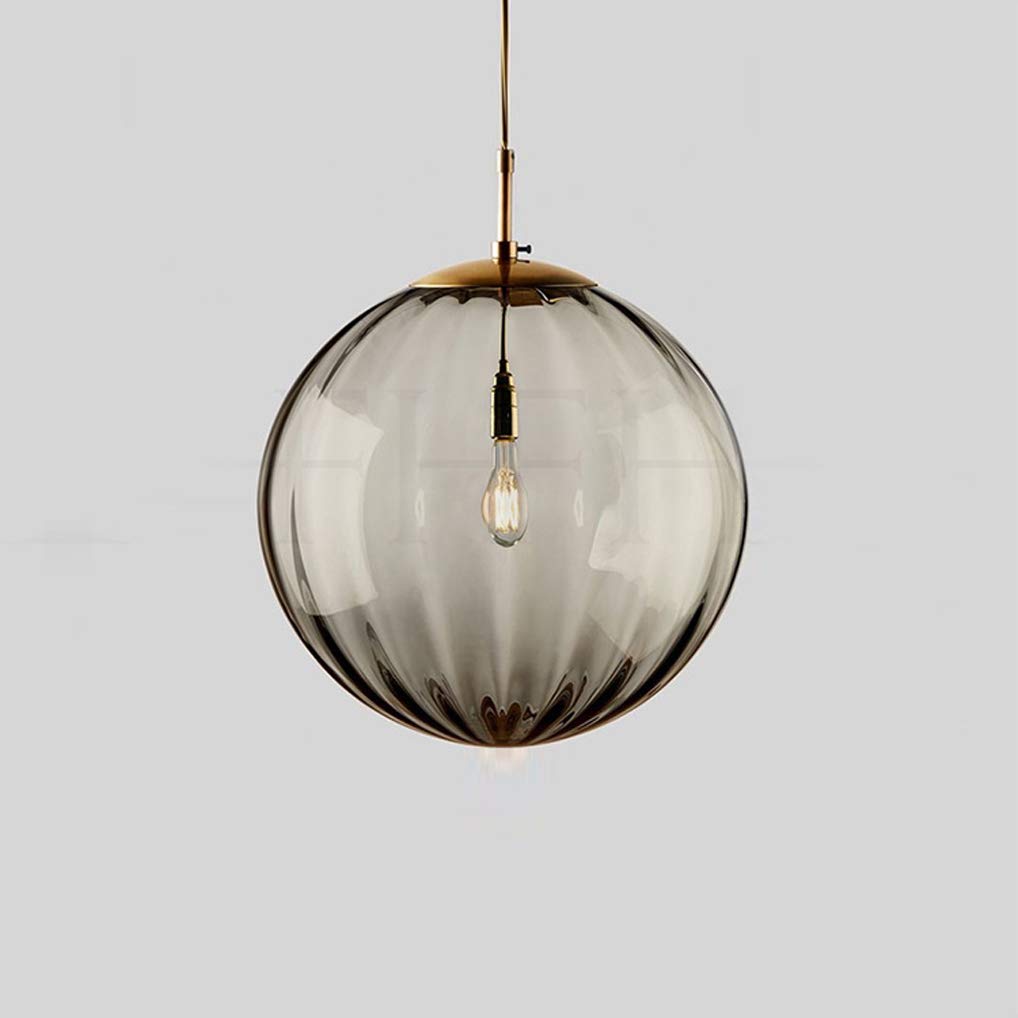 LANMOU Lampe à Suspension en Verre Boule, Lampe Suspension Table Salle à Manger Réglable, Suspensions Luminaire en Verre Industrielle Vintage Lustre Chambre Salon, E27, Ø20cm, Gris