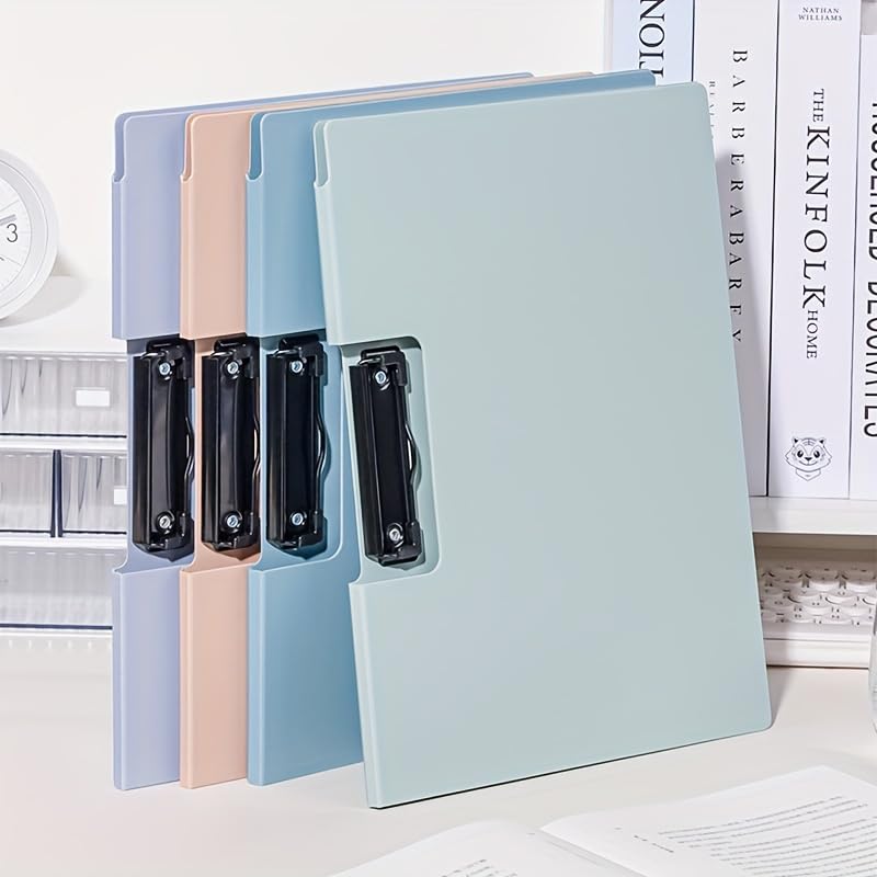 Image of AccuPrints Professional Clipboard File Folder with Cover, A4 Size, Pink, Metal Clip, Office Document Holder (Light Blue, A4) (A4P7)