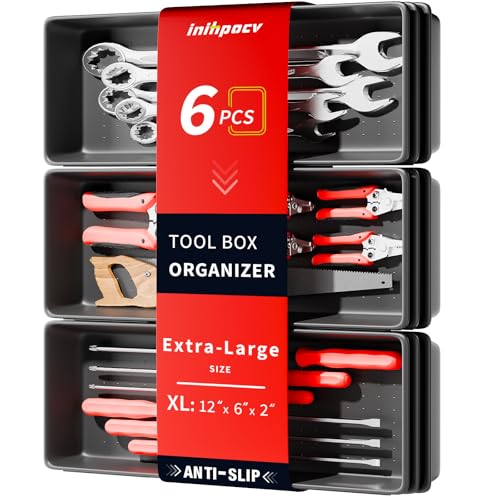 【6 PCS Extra-Large】 Tool Box Drawer Organizer Trays with Non-slip Pads, Heavy-Duty Tool Chest...