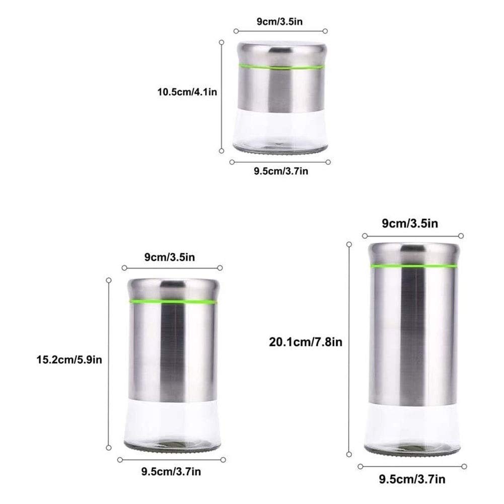 Contenitori Alimentari per Cereali Set Set di Contenitori Ermetici in 3 Pezzi for Il Bancone della Cucina, Contenitori for Alimenti in Vetro con Coperchi-Acciaio Inossidabile 304,Organizzazione della