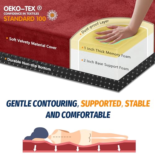 Image of CYMULA Memory Foam Camping Mattress Pad, Sleeping Mat, Portable Roll Up Mattress for Adults, Camping Bed Pads for Sleepover, Car Bed with Travel Bag
