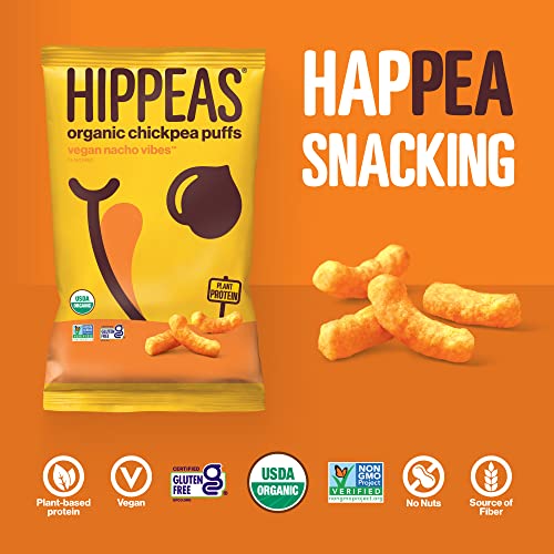 Hippeas Organic Chickpea Puffs + Vegan Nacho Vibes | Vegan, Gluten-Free, Crunchy, Protein Snacks, 4 Ounce (Pack Of 12) #TOP2