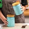 4 Pack Large Storage Jar, 25 FL OZ Food Storage Containers with Bamboo Lid, Kitchen Containers Cereal Canisters, Airtight Vintage Jar, Decorative Jar for Candy Snack Cookies Coffee Tea Nuts