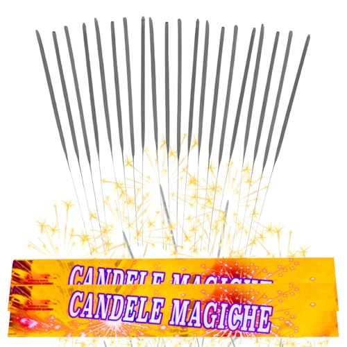 20 Candeline Magiche 35 cm Scintille Luminose - Kit 2 Confezioni da 10 di Bastoncini Scintillanti - Perfette per Matrimonio, Compleanno, Capodanno, Feste All'aperto e Party - Cat. 1