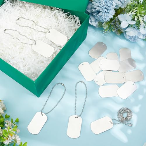 OLYCRAFT 60Pcs Sublimation Blank Dog Tag Set Silver Double Sided Blank Stamping Metal Tag Includes Aluminum Sublimation Stamping Tags Necklace Chain for Necklace Bracelet Making Personalized Pet Tags by OLYCRAFT - Image 4