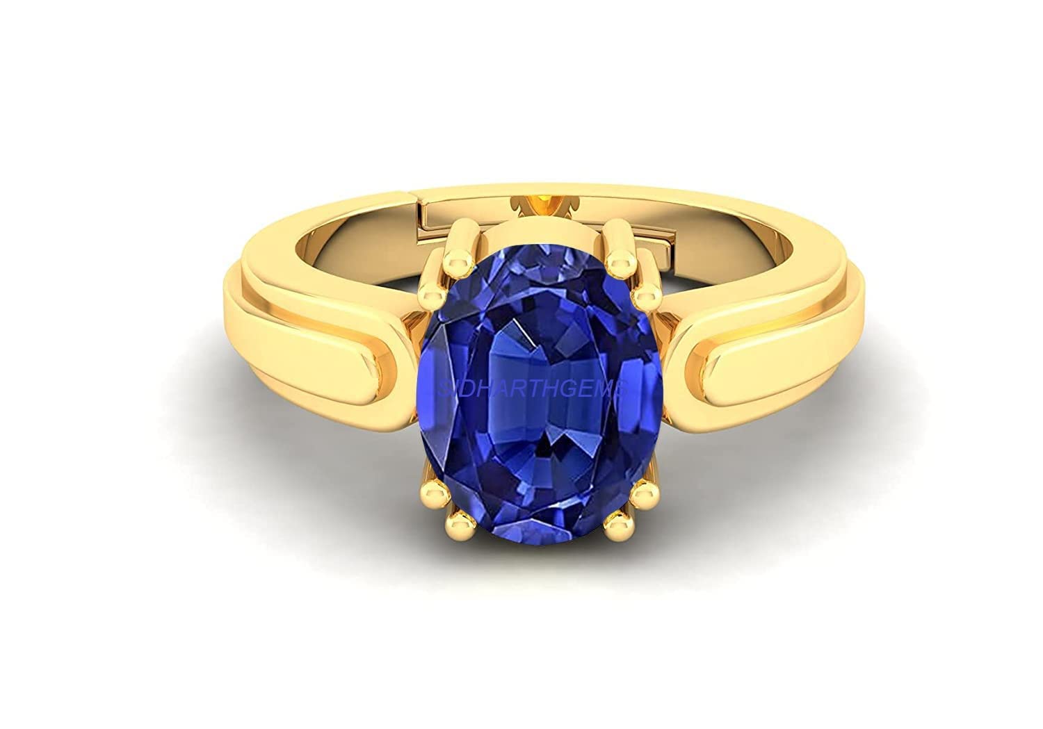 19.25 Ratti 18.00 Carat Certified Original Blue Sapphire Gold Plated Ring Panchdhatu Adjustable Neelam Ring for Men & Women by Lab Certified-image-20