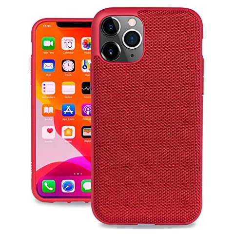 Evutec Ballistic Nylon IPhone 11 Pro 5.8 Inch, Unique Heavy Duty Premium Protective Military Grade Drop Tested Shockproof Phone Case Cover(AFIX+ Magnetic Mount Included) (Red) Cover