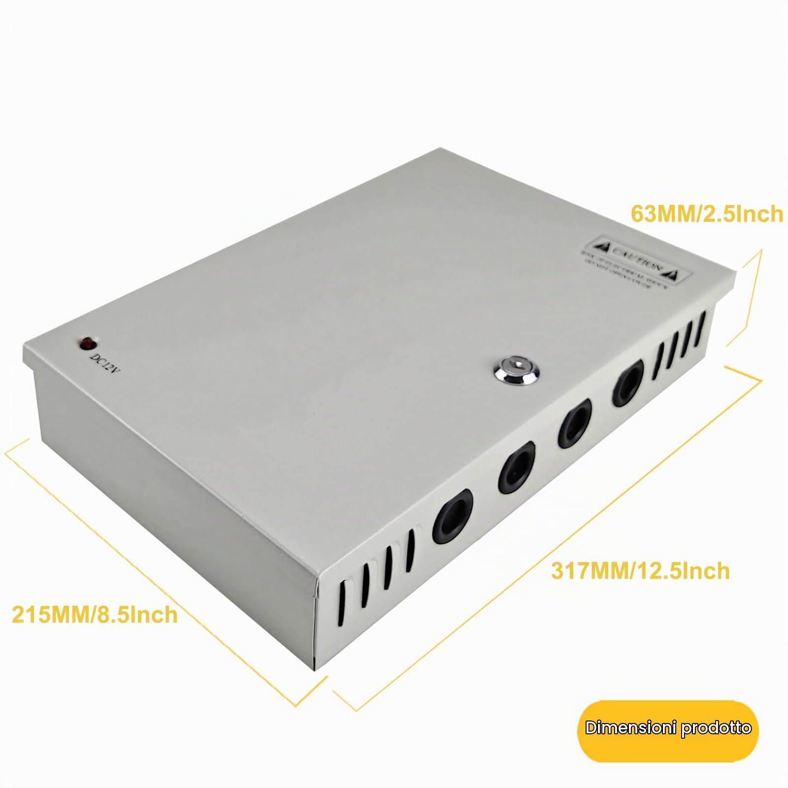Alimentatore CCTV 12V 20A 240W, Scatola di Alimentazione Interruttore 18 Canali, Alimentazione Centralizzata per Telecamere di Sorveglianza, Striscia LED, Illuminazione Esterna, Apparecchi Industriali