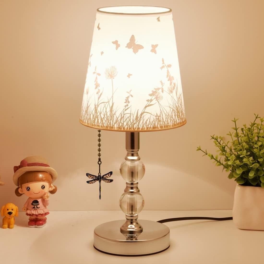 Bronze Ceiling Fan Pull Chain Set,12 Inches Lighting & Fan Beaded Ball Fan Pull Chain Extender with Connector,2 Pcs Dragonfly and 2 Pcs Butterfly