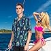 visesunny Peacock Feather Men's Hawaiian Shirts for Spring Break Summer Floral Holiday Party Aloha Shirt for Guys