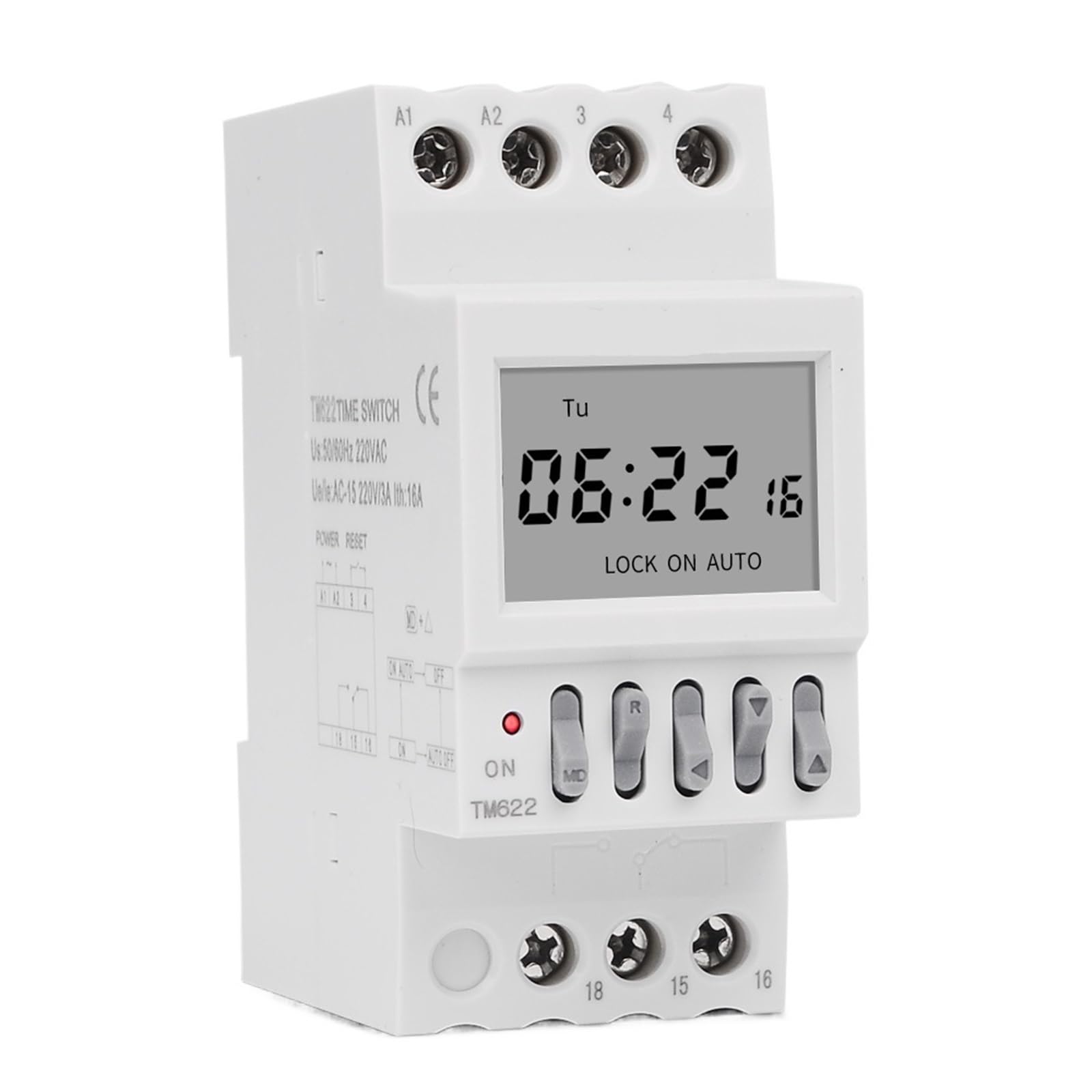 1 Unidad de Interruptor Temporizador programable de 220 V CA con intervalo de 1 Segundo, relé Temporizador Digital for riel DIN, 2 Polos, temporizadores electrónicos de iluminación, Control de Reloj