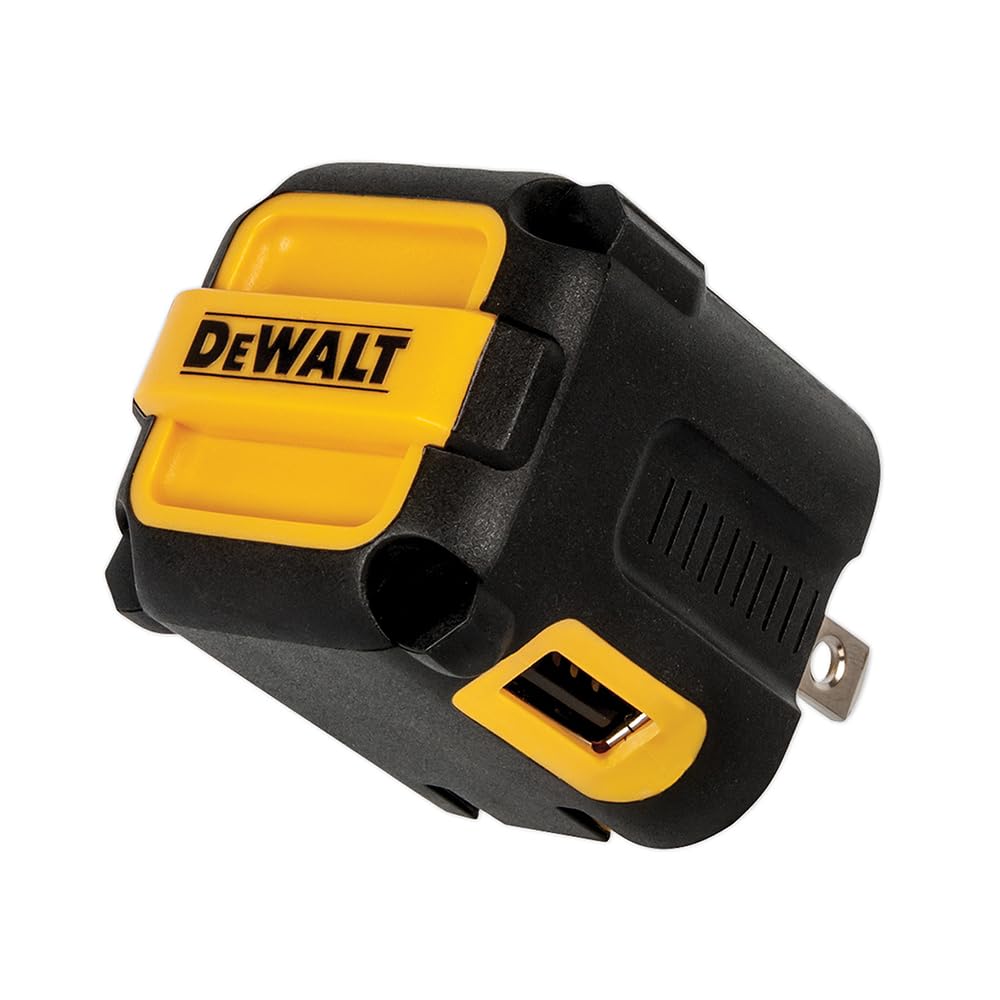 DEWALT 2-Port USB Wall Charger — NeverBlock Worksite Charger — Dual 5V/2.1A Power AC Adapter — Fast Charging Block Cube for iPhone 14 13 12 SE 11Pro Max XS XR 8 Plus Samsung Galaxy Google Pixel