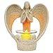 Produktbild BELLE VOUS Engel Teelichthalter - 14 cm Hohe Engel Figur - LED Kerze Engel Deko für Beileid/Gedenkgeschenk, Verlust Eines Geliebten Menschen, Beerdigung oder Weihnachten Teelichthalter