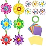 Package Includes:This flowers crafts kit for is a well stocked spring theme flowers crafts kit. It contains 36 flowers-shaped frames in 6 distinct styles, with holes punched at the top. Alongside are 100 sheets of tissue paper in 10 colors, 36 PVC tr...