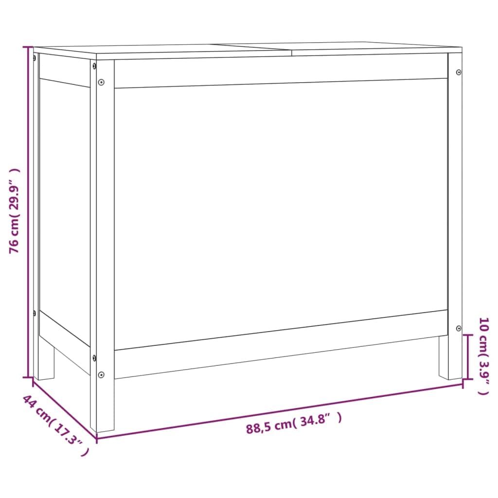 Wäschetruhe Honigbraun aus massivem Kiefernholz 88,5x44x76 cm mit Deckel und Fach, klappbar als Wäschesammler und Organizer für Badezimmer, Schlafzimmer, Waschküche, Kinderzimmer