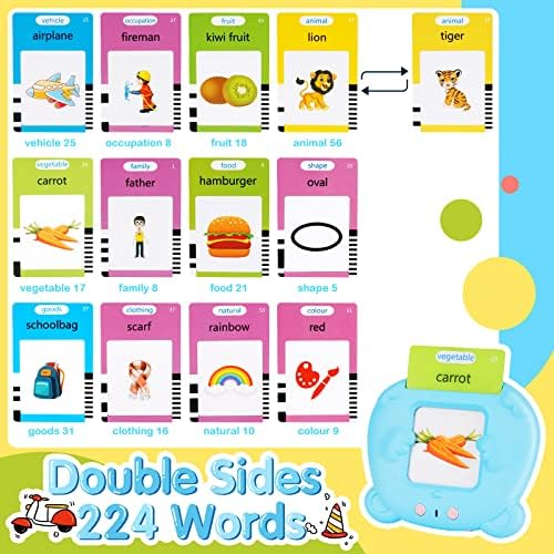 Talking Flash Cards for Toddlers 2 3 4 5 6 Year Old, CS COSDDI Educational Toys for Toddlers Age 1-6, 112 Cards/224 Words and Simulated Animal Sounds Audible Learning Toys for Kids Christmas Birthday