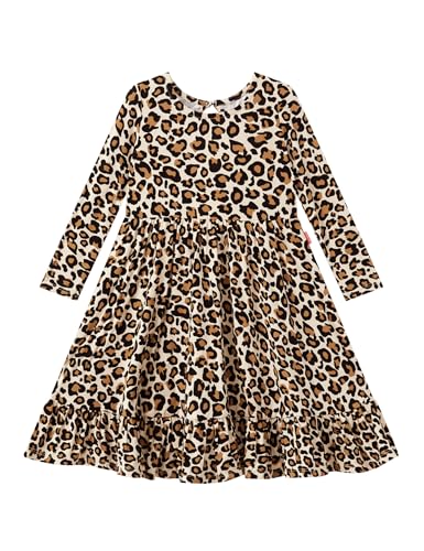 Toddler Girl Long Sleeve Dress 2T-5T, Soft Bamboo Viscose Backless A-Line Fall Clothes Twirl Dress
