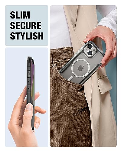 Image of RAPTIC Shield Magnetic for iPhone 15 Case, Compatible with MagSafe, Shockproof Protective Clear Case, Military Grade 10ft Drop Tested, Durable Aluminum Frame, 6.1 inch, Black