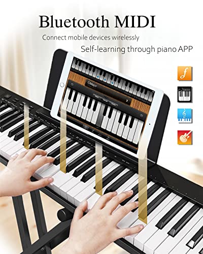 Longeye Piano Keyboard 61 Key Semi Weighted Portable Compact Keyboard Piano For Beginners With Stand, Headphones, Sustain Pedal, Carrying Case, Black #TOP5