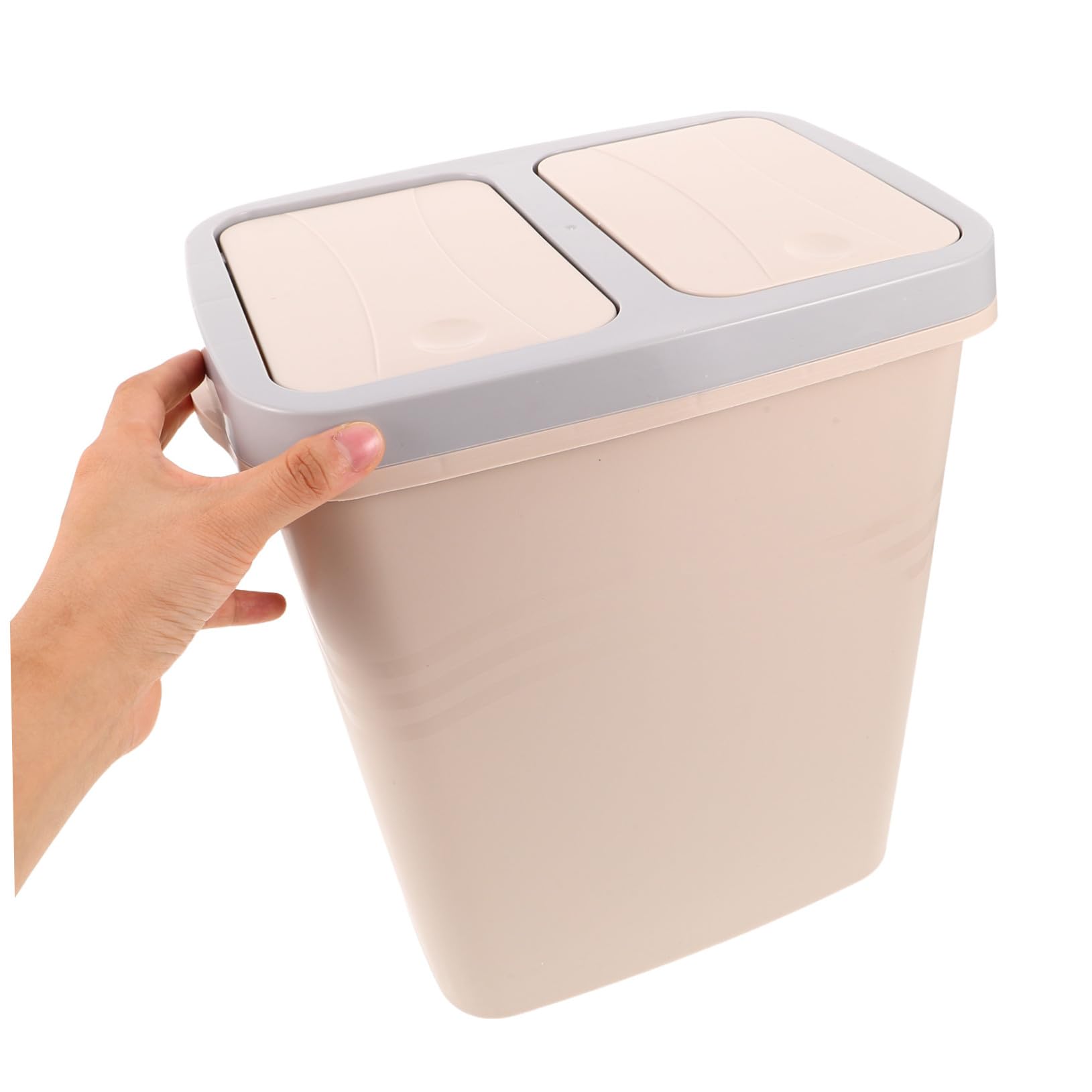 POPETPOP Podwójny Kosz Śmieci z Pokrywą Pionowy Pojemnik Do Segregacji Suche i Mokre Odpady Dwukomorowy Kosz Kuchenny Do Recyklingu i Utylizacji Zapachów i Biura