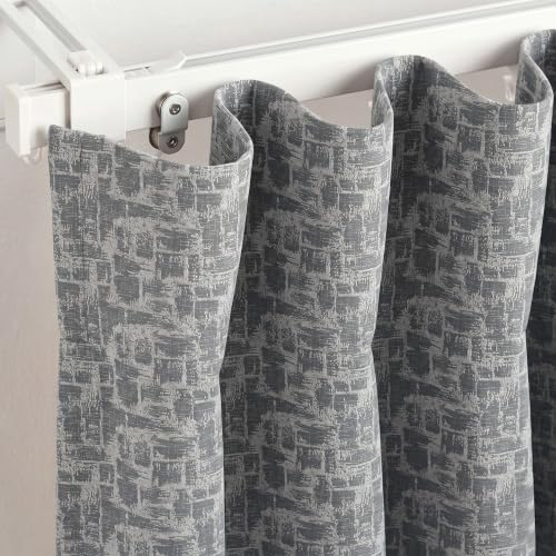 Image of FRESH FROM LOOM Premium 9 ft Door Curtains for Slider Track | Non-Ring Curtains | 100% Blackout | Non-Ring Curtains | S-Wave Pleat | Parda | Light Block Blackout Parde (Grey | 9 FT Long Set of 2)