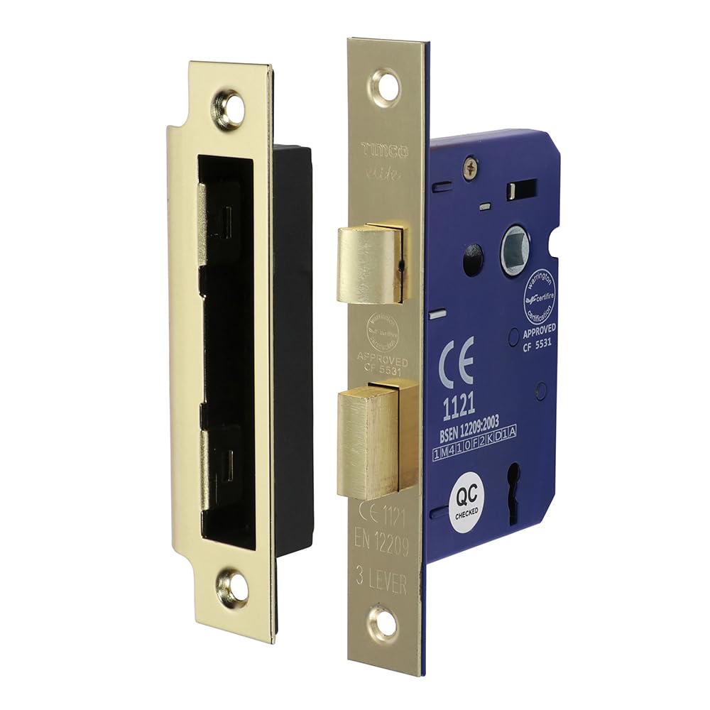 Timco - 3 Lever Sashlock - Electro Brass (Size 65 Case / 45 Backset - 1 Each)